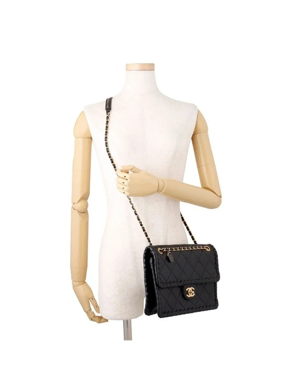 Chanel Chain Shoulder Bag Quilted CC Logo Single Flap Black